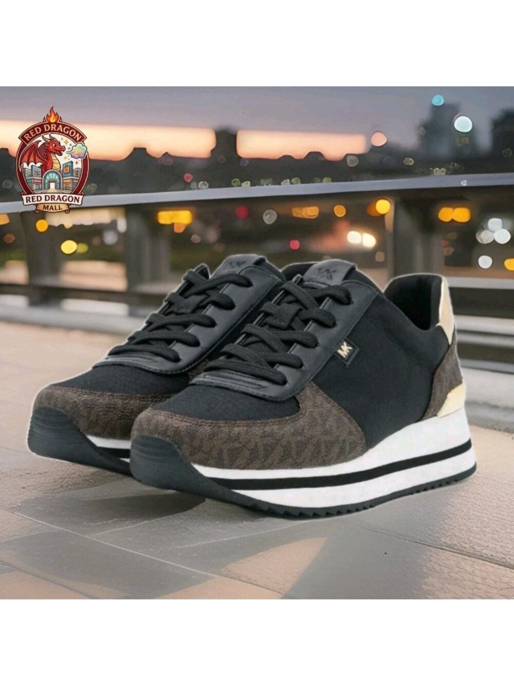 Michael Kors Monique Knit Trainer Running Sneakers Brown - Women's Size 9